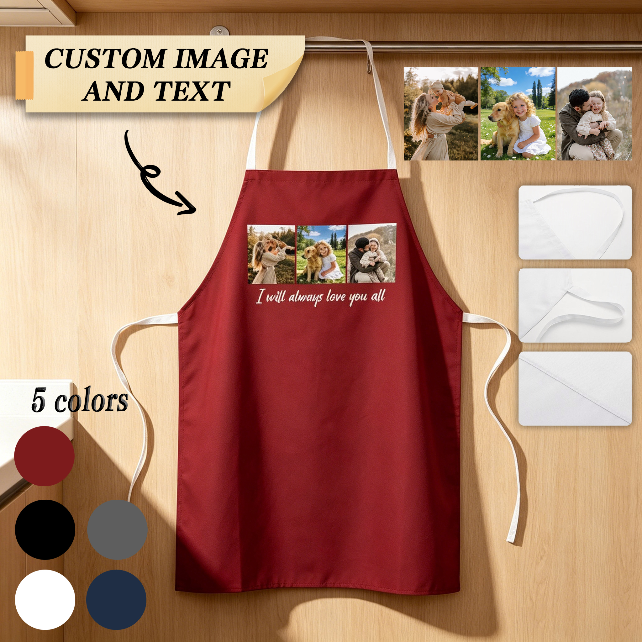 Sewing Custom - Customized apron Customized photo text Personalized