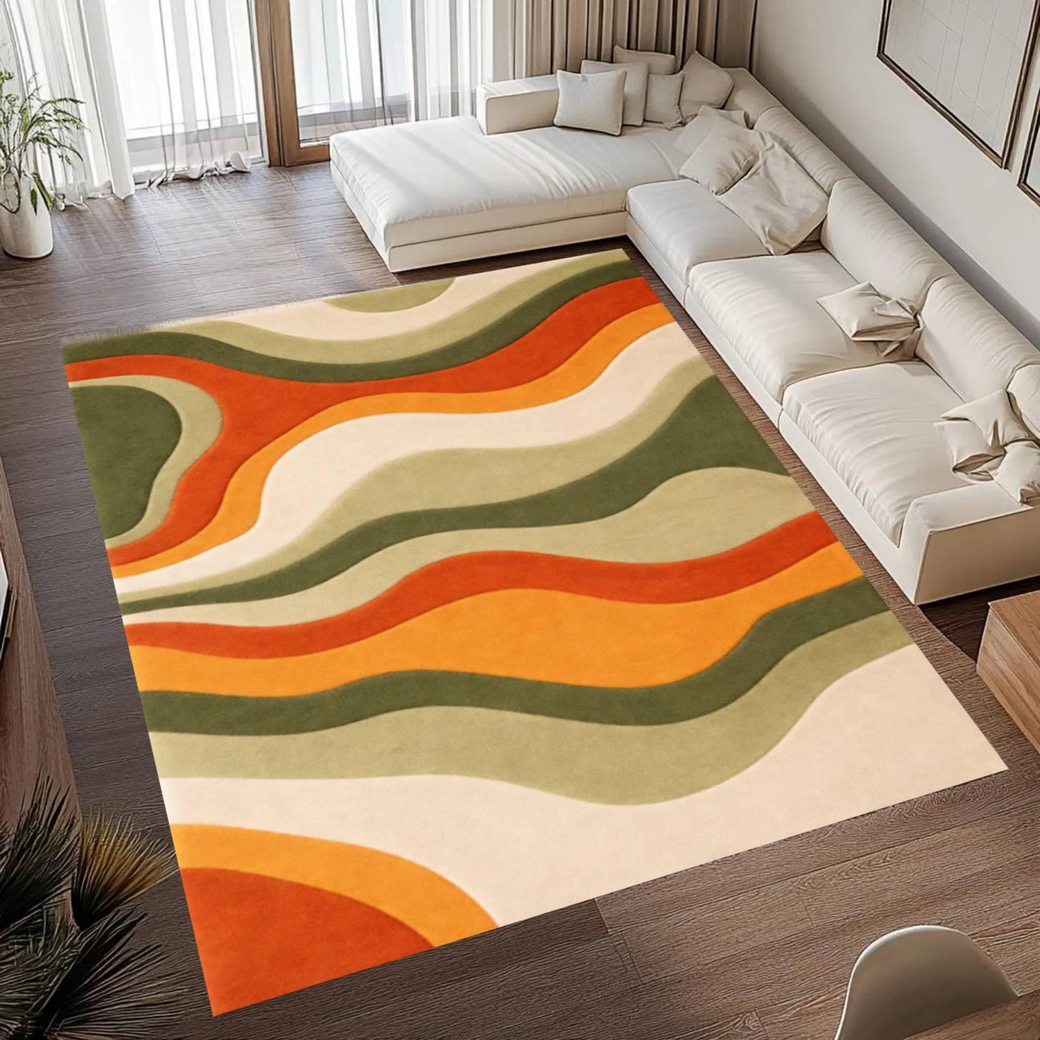 Century Textile & Sewing Supply Saskatoon Sk - Vintage Wave Pattern Rug: Mid-Century Modern