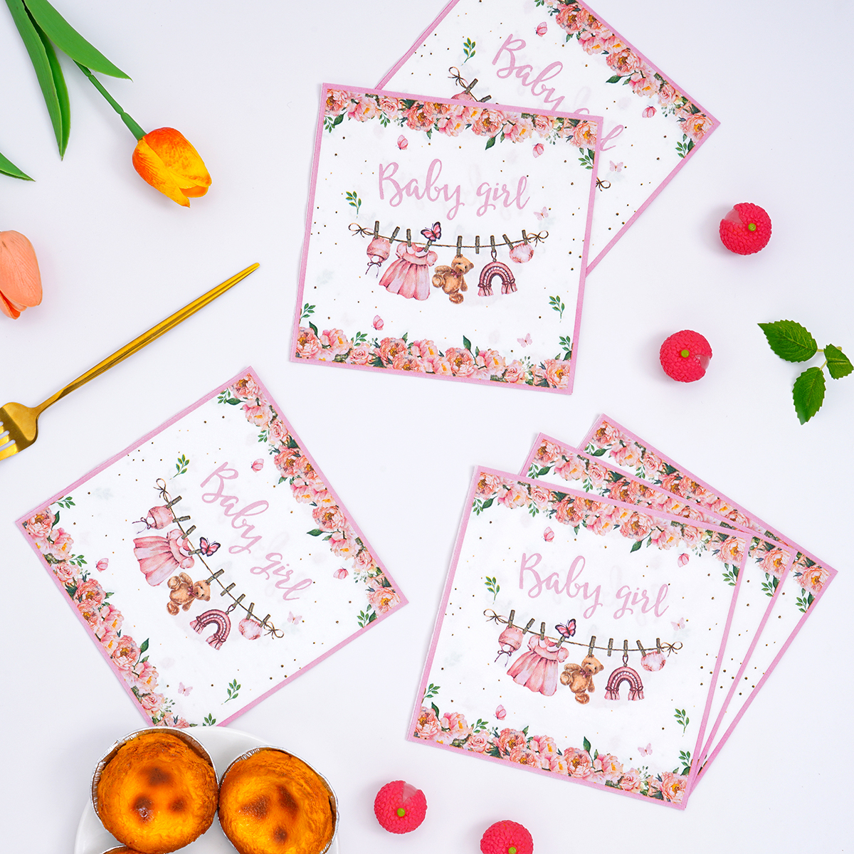 Pink Floral Baby Girl Disposab - Pattern Tissue Paper incelemesi ve fiyatı