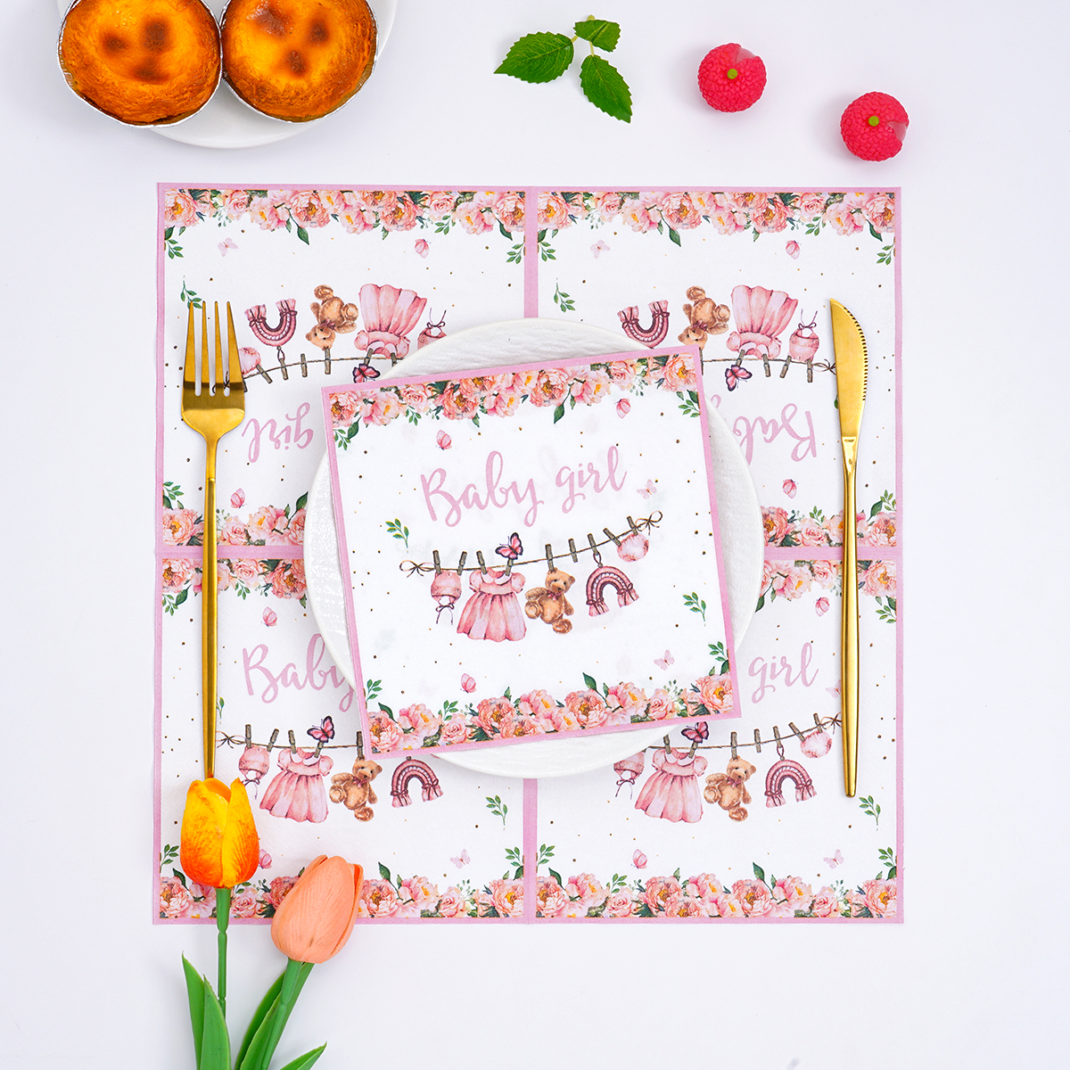 Pink Floral Baby Girl Disposab - Pattern Tissue Paper incelemesi ve fiyatı