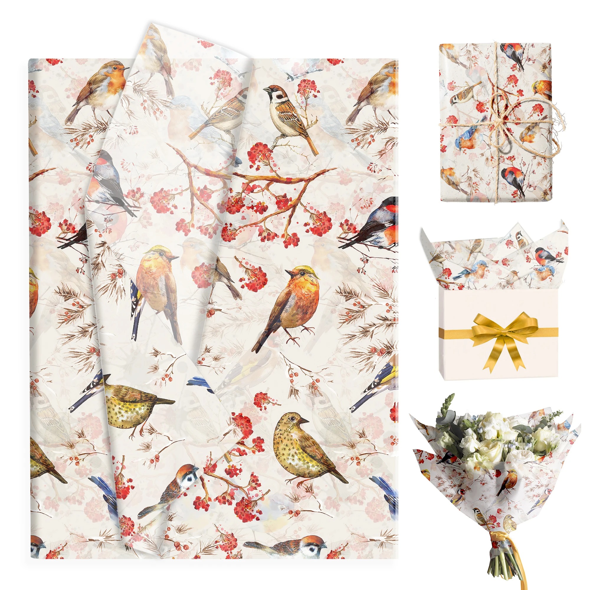 15/35pcs Flower Birds Printed  - Pattern Tissue Paper incelemesi ve fiyatı