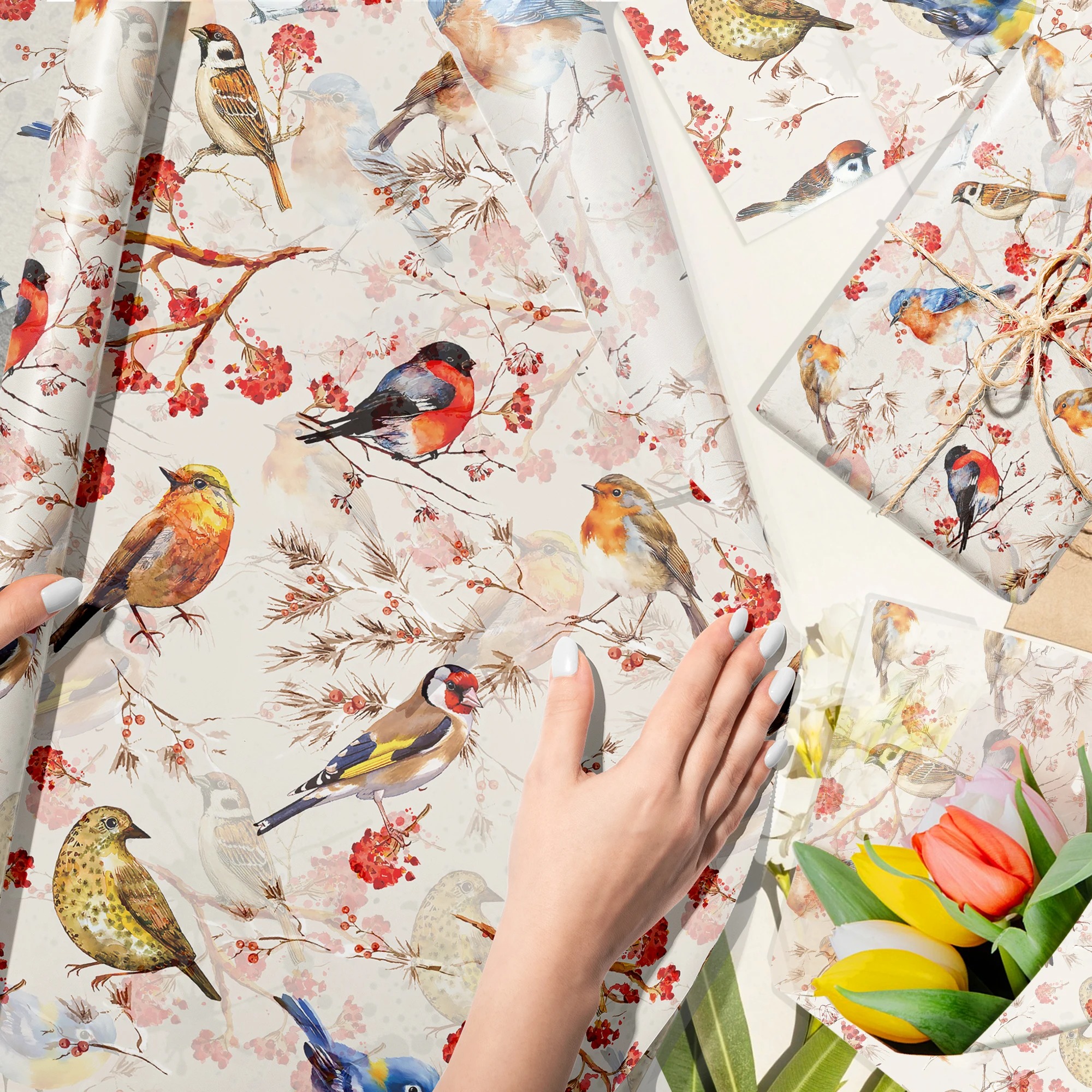 15/35pcs Flower Birds Printed  - Pattern Tissue Paper incelemesi ve fiyatı