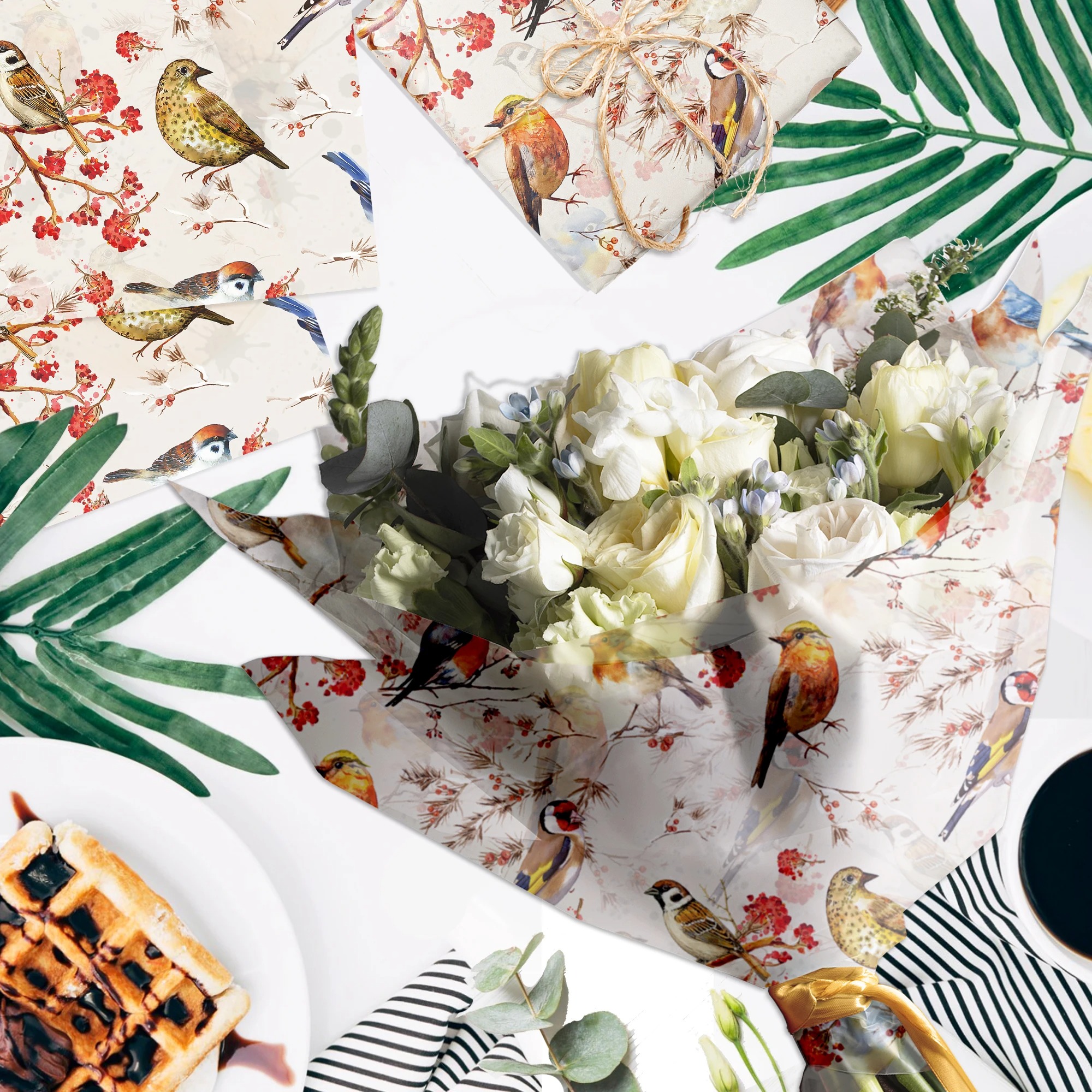 15/35pcs Flower Birds Printed  - Pattern Tissue Paper incelemesi ve fiyatı