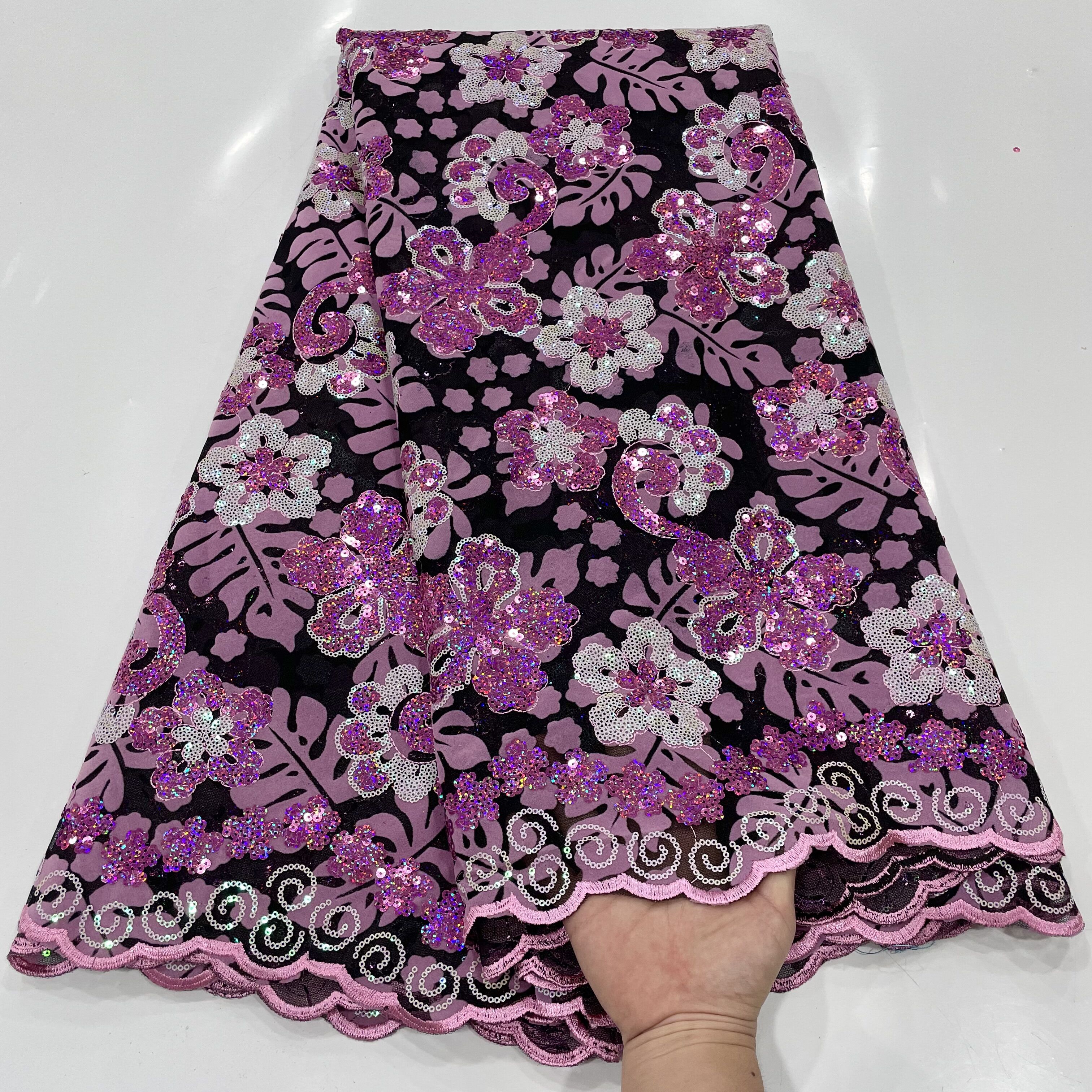 African Flocking Velvet Lace F - Sewing Velvet Fabric incelemesi ve fiyatı