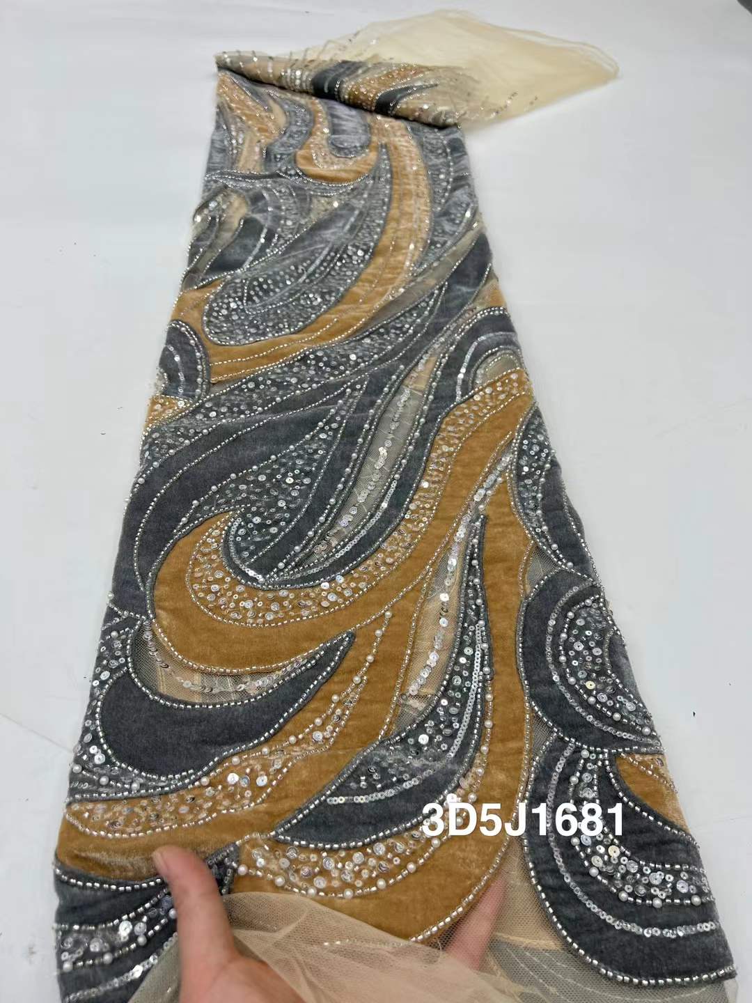 African Beads Velvet Lace Fabr - Sewing Velvet Fabric incelemesi ve fiyatı