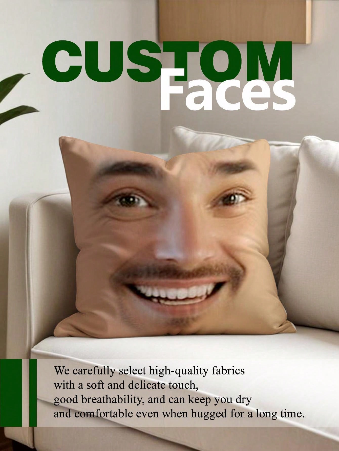 1pc Custom Face Square Pillow  - Sewing Custom incelemesi ve fiyatı