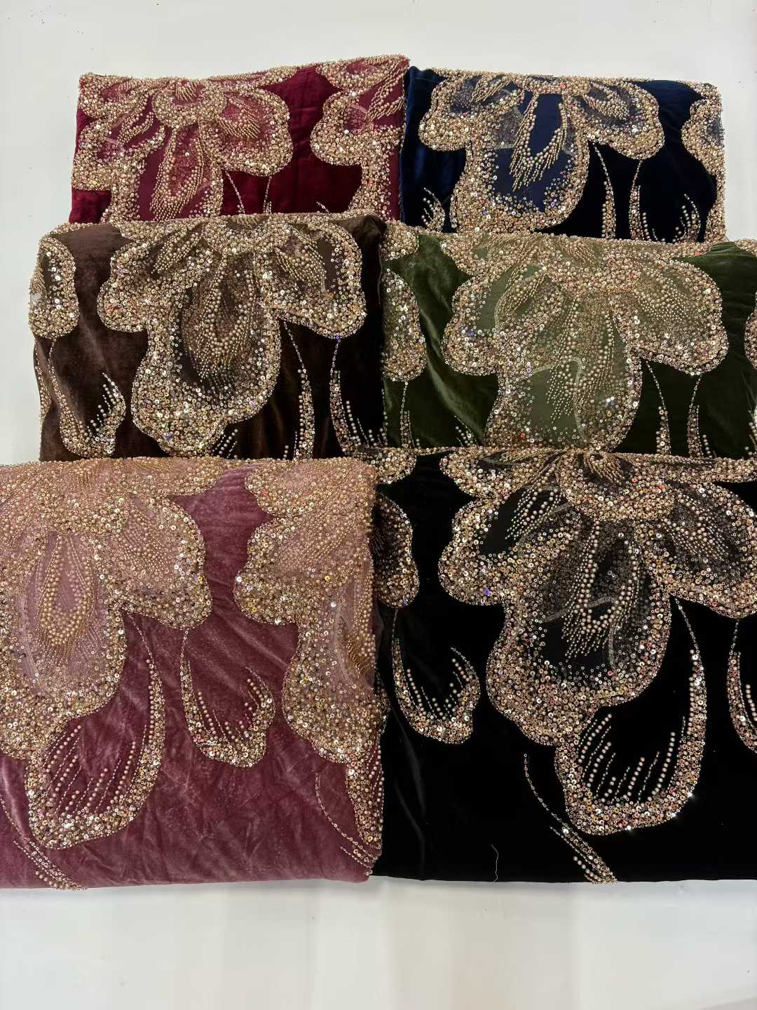 African Velvet Beaded Heavy La - Sewing Velvet Fabric incelemesi ve fiyatı