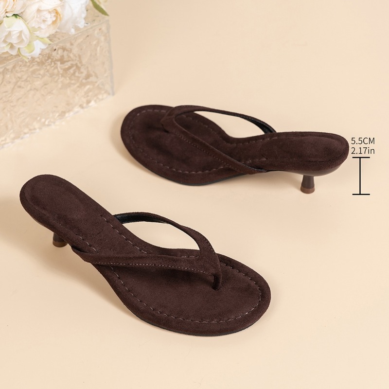 Women Brown Heeled Sandals wit - Sewing Nylon incelemesi ve fiyatı