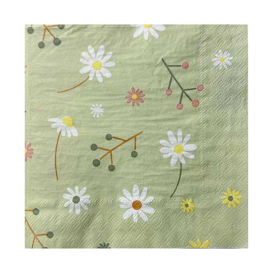 Chamomile Printed Napkin Green - Pattern Tissue Paper incelemesi ve fiyatı